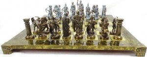Giftdeco Duże ekskluzywne mosiężne szachy Łucznicy 44x44cm 1