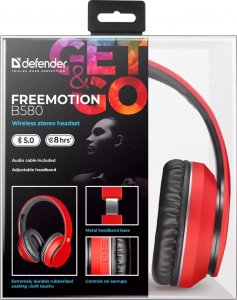 Słuchawki Defender SŁUCHAWKI DEFENDER BLUETOOTH FREEMOTION B580 CZERWONE 11