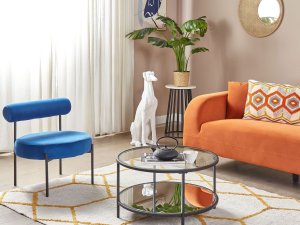 Beliani Stolik kawowy z lustrzaną półką szklany czarny BIRNEY! 2