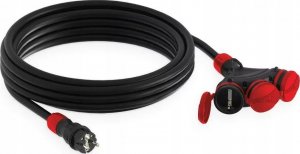KEL Przedłużacz budowlany 3-gniazda z/u 5m /H05RR-F 3x2,5/ IP54 czarny/czerwony W-01170 2