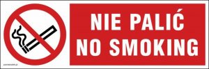 Pn. BA003 "Nie palić No smoking" - twarda płyta PCV 1