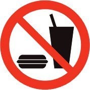 Pn. AS017 Piktogram Zakaz wchodzenia z jedzeniem i napojami - samoprzylepna folia PCV 1
