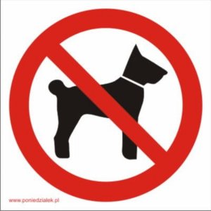 Pn. AS020 Piktogram "Zakaz wstępu ze zwierzętami" samoprzylepna folia PCV 1