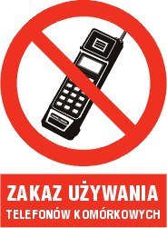 Pn. AS026 Piktogram "Zakaz używania telefonów komórkowych" samoprzylepna folia PCV 1