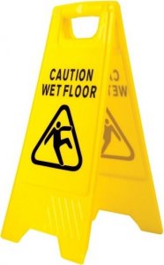 Portwest HV20 "Caution Wet Floor" - MOKRA PODŁOGA znak (stojak) ostrzegawczy język angielski. 1
