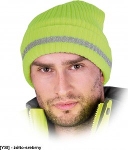 R.E.I.S. CZREFLECT-S- czapka zimowa dziana w kolor fluorescencyjny ze srebną wstawką - pomarańczowo-srebrny 1