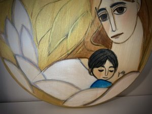 Anioł Stróż tulący dziecko - pamiątka Chrztu Św. 2