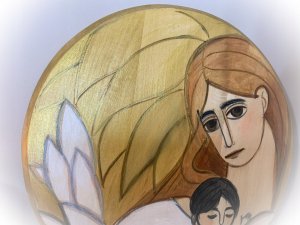 Anioł Stróż tulący dziecko - pamiątka Chrztu Św. 7