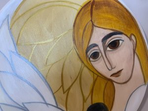 Anioł Stróż tulący dziecko - pamiątka Chrztu Św. 2