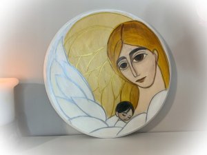 Anioł Stróż tulący dziecko - pamiątka Chrztu Św. 4