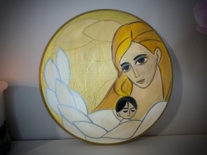 Anioł Stróż tulący dziecko - pamiątka Chrztu Św. 2