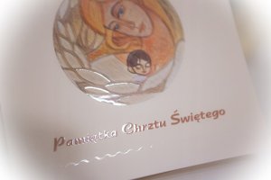 Anioł Stróż tulący dziecko - pamiątka Chrztu Św. 8