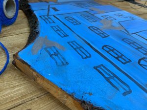 Miasto Aniołów - obrazek na desce z korą 4