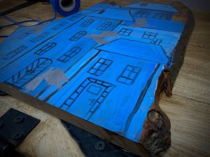 Miasto Aniołów - obrazek na desce z korą 6