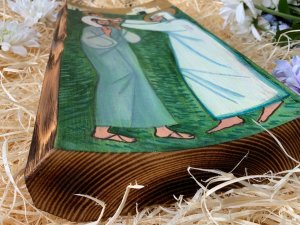 ŚW. RODZINA MALOWANA NA OPALONYM DREWNIE 3