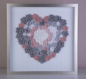 Obraz podświetlany - Serce: biel-popiel-róż 2