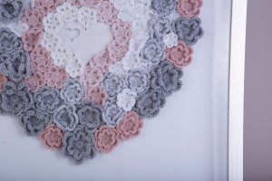 Obraz podświetlany - Serce: biel-popiel-róż 3