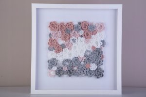 Obraz podświetlany - Kwiaty: biel-popiel-róż 2