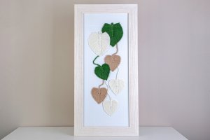 Obraz - Lupanowe liście: zieleń-beż-ecru 2