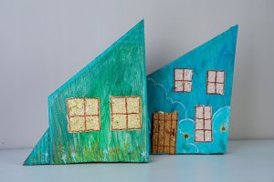 Krzywe domki na drewnie - komplet 1