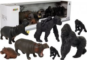 Figurka LeanToys Figurki zwierząt Safari, Hipopotamy i goryle 1