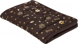 EcoHomeGarden Legowisko materac dla psa brązowy złote kości i łapki L 100x70 wigofil 5