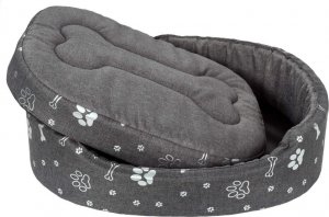 EcoHomeGarden Owalne legowisko kojec dla psa ciemny szary srebrne kości i łapki XL 80x67 wigofil 3
