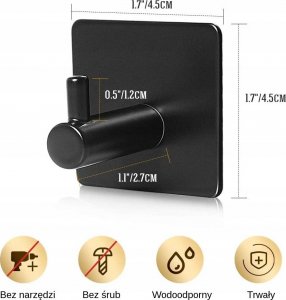 KBE Uchwyt 1-hakowy 4.5 cmcm czarny  (210420) 5