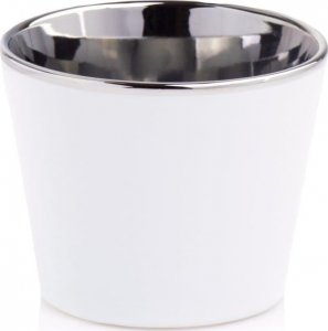 Polnix Osłonka na doniczkę ceramiczna biała srebrna 12 cm 1