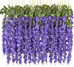 Inspiruj 12x Glicynia wisteria girlanda kwiatowa zwis kwiatów wisterii glicynii ciemny fioletowy 1