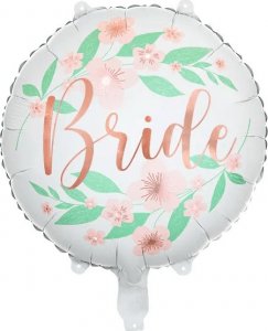 PartyDeco Balon foliowy okrągły bride w kwiaty ślub wesele 1