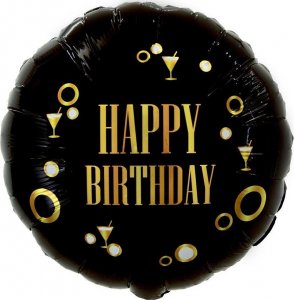 GoDan Balon foliowy urodzinowy złoty na urodziny czarny 1
