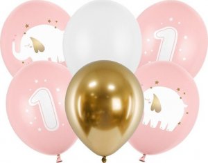 PartyDeco Balony lateksowe z nadrukiem na roczek urodzinowe 1