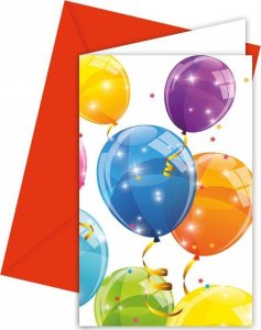 GoDan Zaproszenia urodzinowe w różnokolorowe balony 1