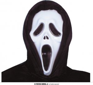 Guirca Maska Krzyk Scream biała z kapturem Ghost face 1