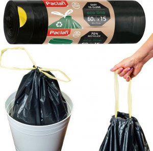 Bee Smart Worki na śmieci z taśmą uchwytami EKO 60l czarne 1