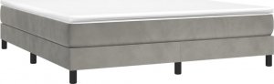 vidaXL vidaXL Łóżko kontynentalne, jasnoszare, 180x200 cm, obite aksamitem 3