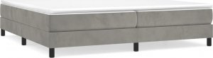 vidaXL vidaXL Łóżko kontynentalne, jasnoszare, 200x200 cm, obite aksamitem 2