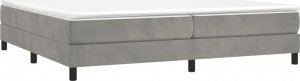 vidaXL vidaXL Łóżko kontynentalne, jasnoszare, 200x200 cm, obite aksamitem 3