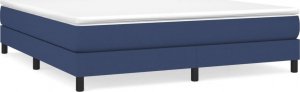 vidaXL Łóżko kontynentalne, niebieskie, obite tkaniną, 160x200 cm 2