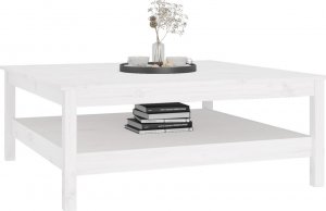 vidaXL Stolik kawowy, biały, 100x100x40 cm, lite drewno sosnowe 5