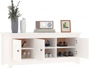 vidaXL vidaXL Szafka na buty, biała, 110x38x45,5 cm, lite drewno sosnowe 9
