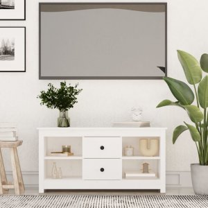 vidaXL vidaXL Szafka pod telewizor, biała, 103x36,5x52 cm, drewno sosnowe 1
