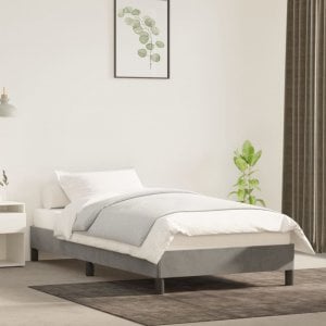 vidaXL vidaXL Rama łóżka, jasnoszara, 90 x 200 cm, tapicerowana aksamitem 1