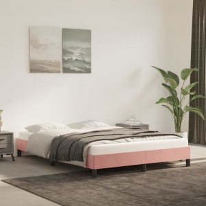 vidaXL vidaXL Rama łóżka, różowa, 140 x 200 cm, tapicerowana aksamitem 1