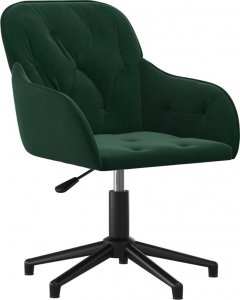 Krzesło biurowe vidaXL vidaXL Obrotowe krzesło biurowe, ciemnozielone, tapicerowane aksamitem 1