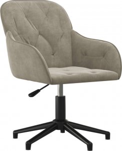 Krzesło biurowe vidaXL vidaXL Obrotowe krzesło biurowe, jasnoszare, tapicerowane aksamitem 1