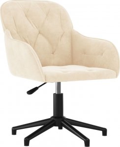 Krzesło biurowe vidaXL vidaXL Obrotowe krzesło biurowe, kremowe, tapicerowane aksamitem 1