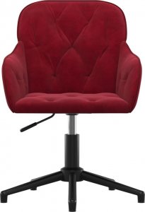 Krzesło biurowe vidaXL vidaXL Obrotowe krzesło biurowe, winna czerwień, obite aksamitem 2