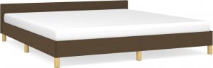vidaXL Rama łóżka z zagłówkiem, ciemnobrązowa 180x200 cm obita tkaniną 2